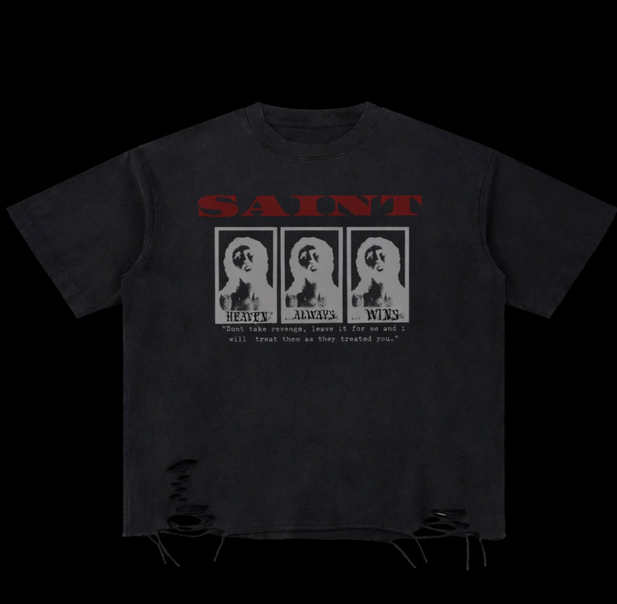 “God always win” Svintmary distress tee